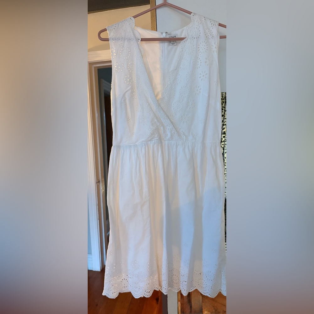 NWOT J. Crew eyelet scallop wrap dress